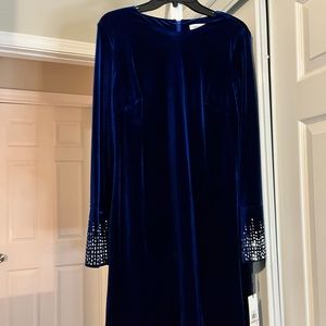 calvin klein long sleeve velvet cocktail dress